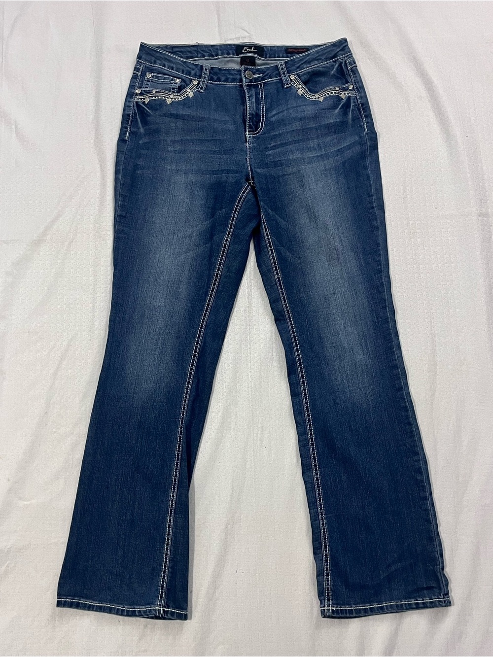 Earl Jeans Dark Blue Flare Jeans with Embellished Pockets size 12